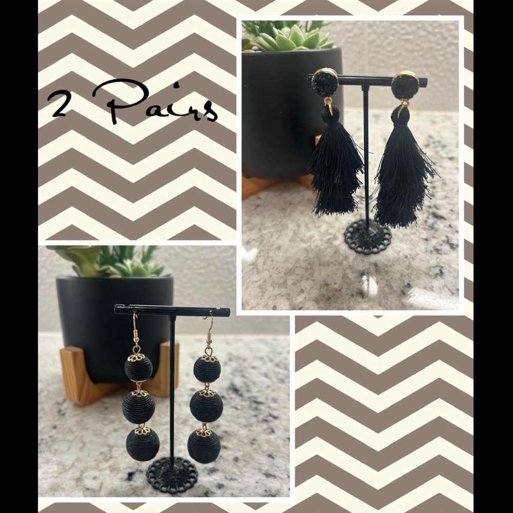 Black Earrings - 2 Pairs 🆕